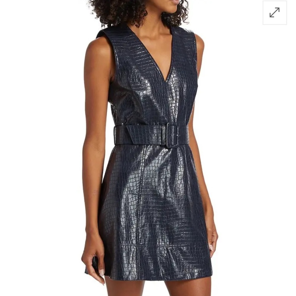 NWT TANYA TAYLOR Reina Belted Faux Leather Minidress - Blue
Croc. SZ 0